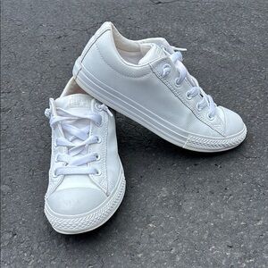 Leather Converse White Low-Top Sneakers YOUTH 4
